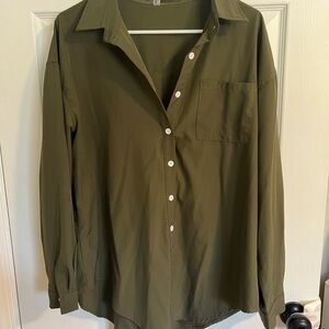 Women’s Olive Green Button-Up Shirt